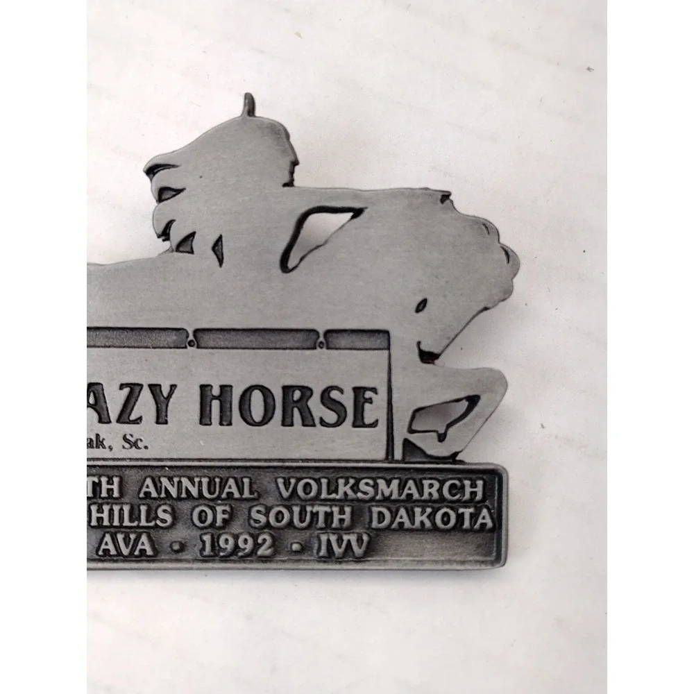Vintage Crazy Horse Pewter Lapel Hat Jacket Pin KORCZAK Anniversary 1992 150TH